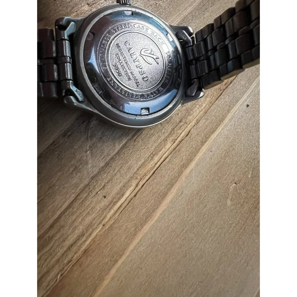 Calypso Model Collection 5030 GMT Bezel Triple Silver W Double Locking Buckle